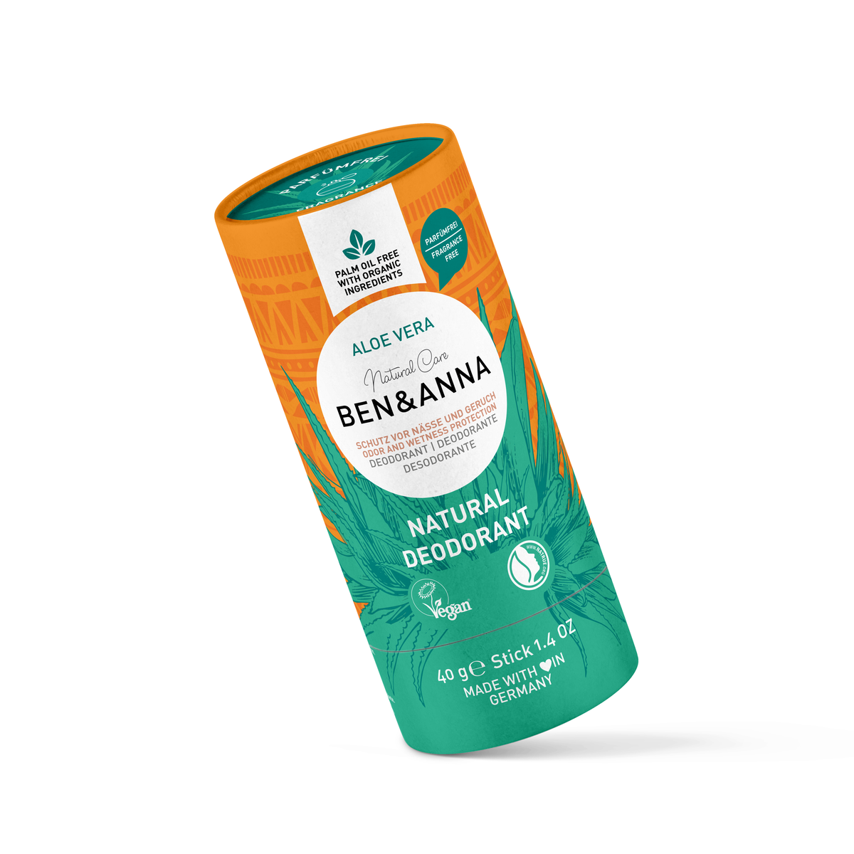 Ben & Anna Aloe Vera (fragrance free) (Paper Tube) Deodorant - 40g