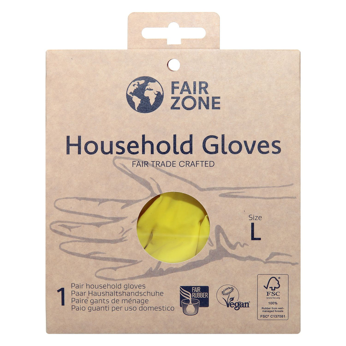 Fairzone Rubber Gloves - Size L (Yellow) - 1