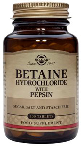 Solgar Betaine Hydrochloride with Pepsin - 100 Tabs