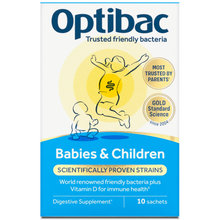 Optibac Babies & Children 30 sachets, representative pack image (10-sachet image used for 30-sachet product)