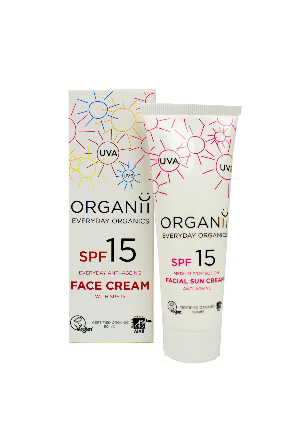 Organii SPF15 Anti Ageing Facial Sun Cream - 50ml