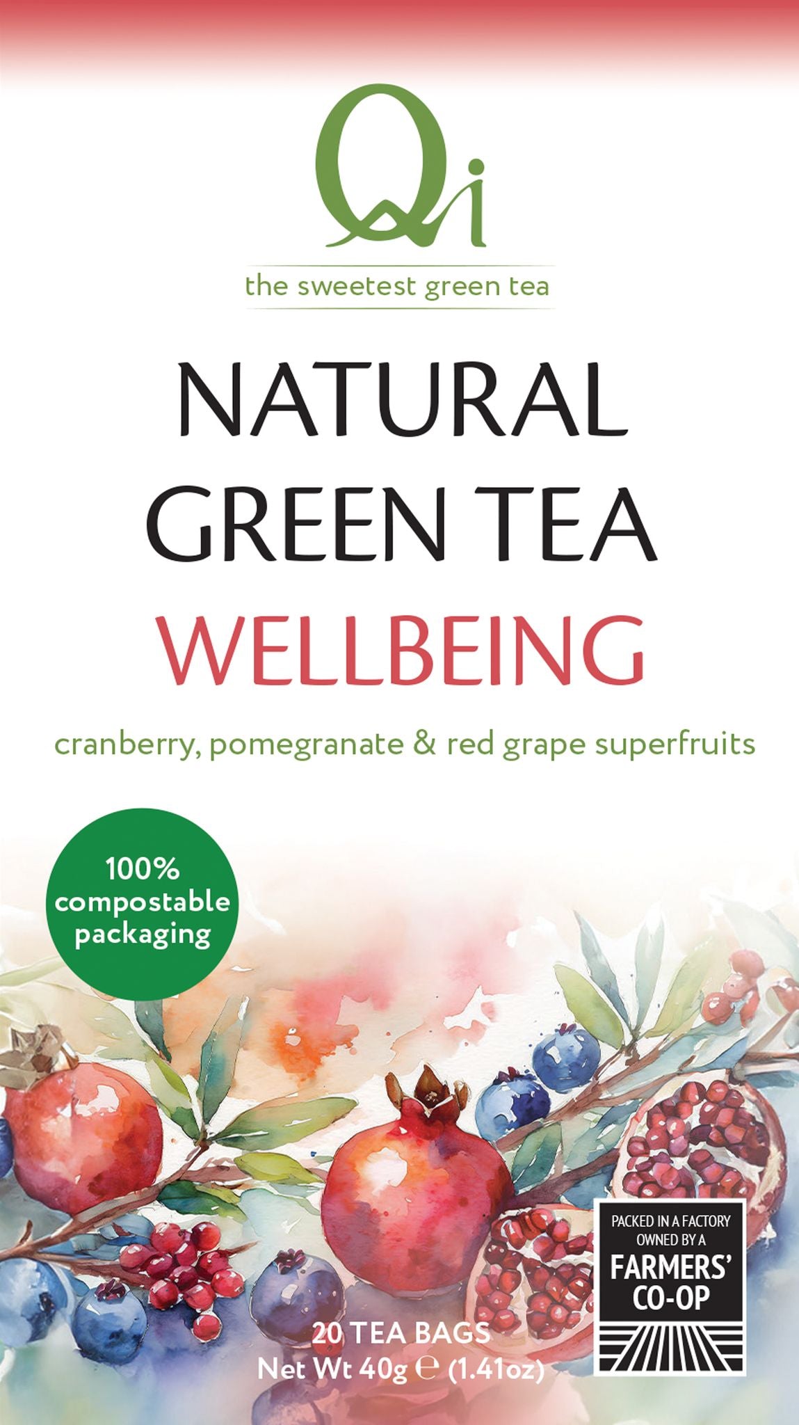 Qi Teas Wellbeing Green Tea - 25 bags / 40g