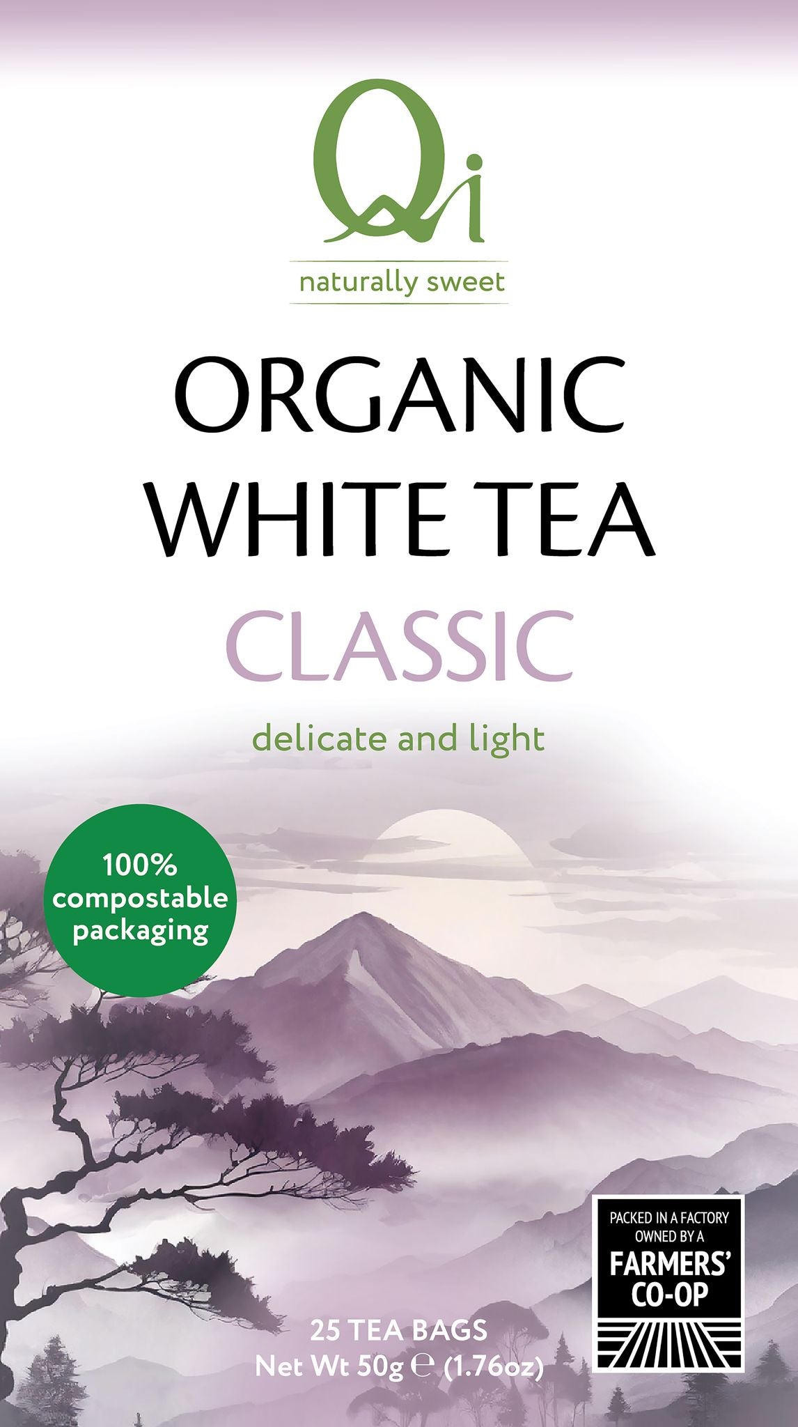Qi Teas Organic Fairtrade White Tea - 25 bags / 50g