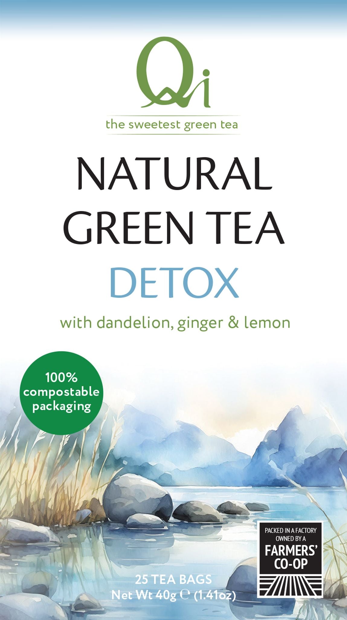 Qi Teas Organic Detox Green Tea - 25 bags / 40g