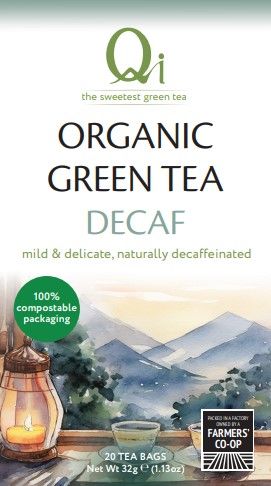 Qi Teas Organic Decaffeinated Green Tea - 20 bags / 32g
