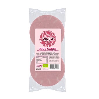 Biona Organic Strawberry Coated Rice Cakes - 100g - Image 2